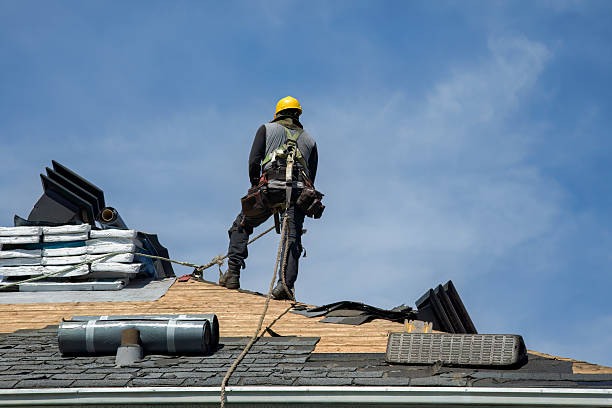 Professional Gutter Installation technician working in Little York, NY